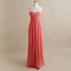 J. Crew long Taryn silk chiffon bridesmaid gown